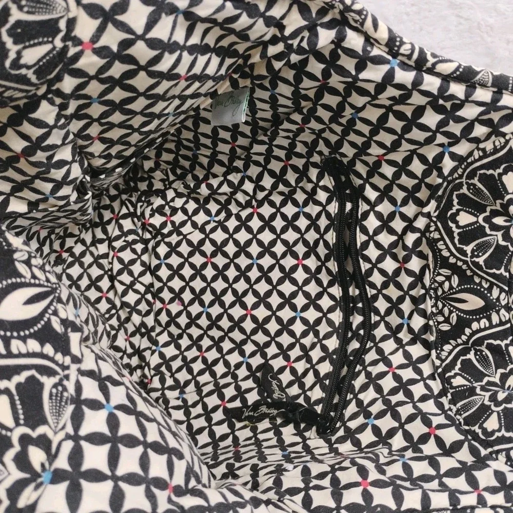 VERA BRADLEY BARCELONA BLACK‎ STRIPE HOBO HANDBAG Discontinued